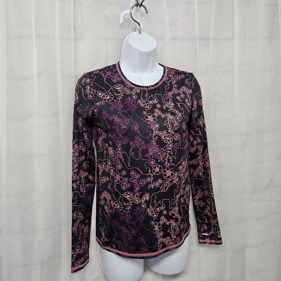 Cuddl Duds Top Black Pink Unicorn Casual Fairy Goth Punk L - Picture 4 of 9